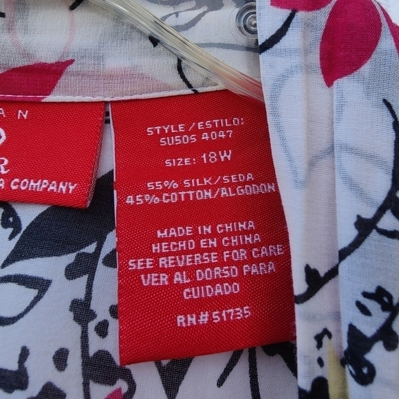 Oscar de la ranta silk blend Chiffon floral top. Size 18 W - Picture 4 of 7